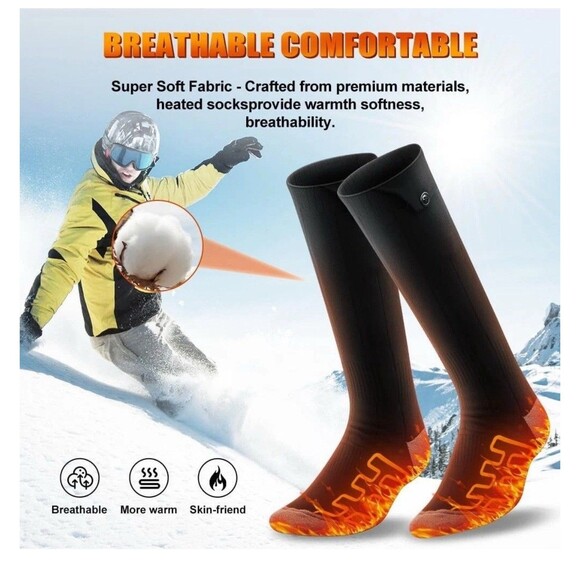 Smart Electric Heated Socks Rechargeable 6000mAh Battery APP Control Foot Warmer - Picture 3 of 12
